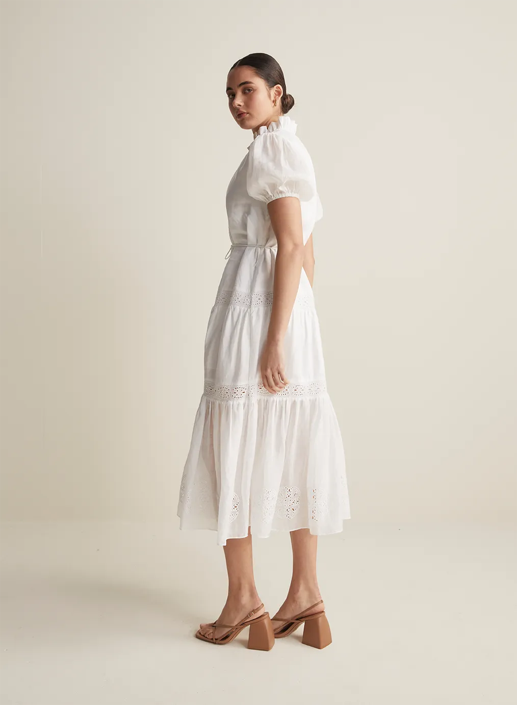 Cecile Linen Midi Dress | Optical White