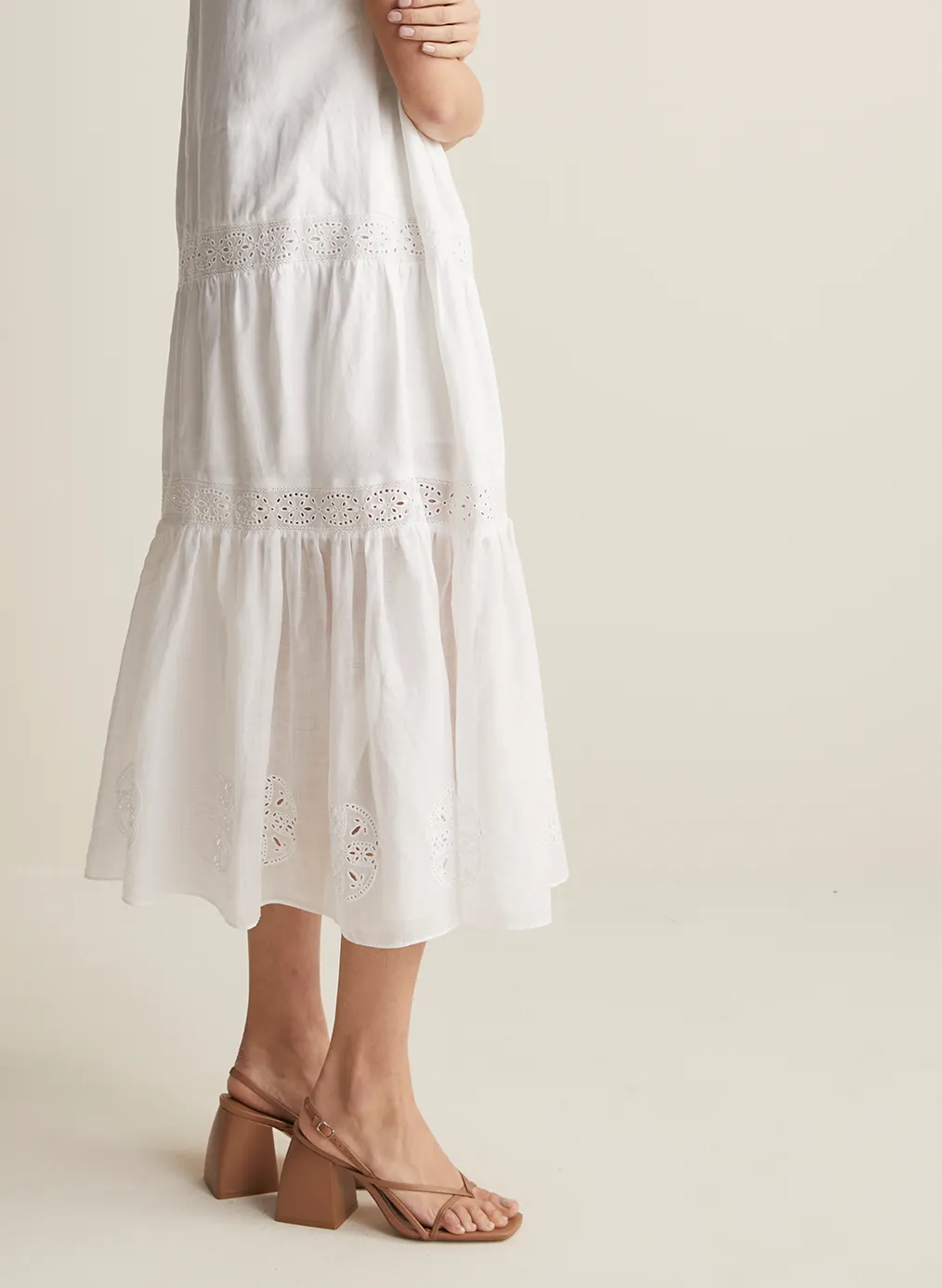 Cecile Linen Midi Dress | Optical White