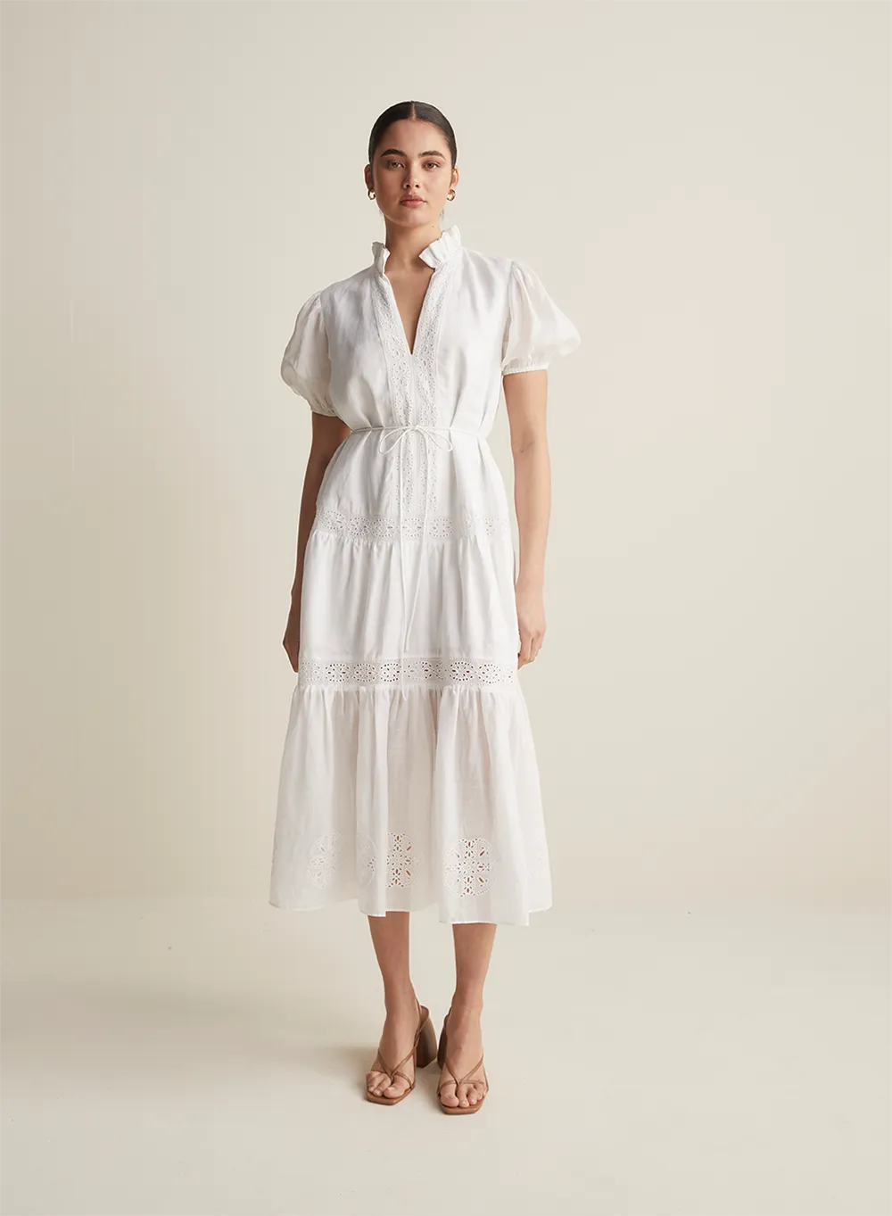 Cecile Linen Midi Dress | Optical White