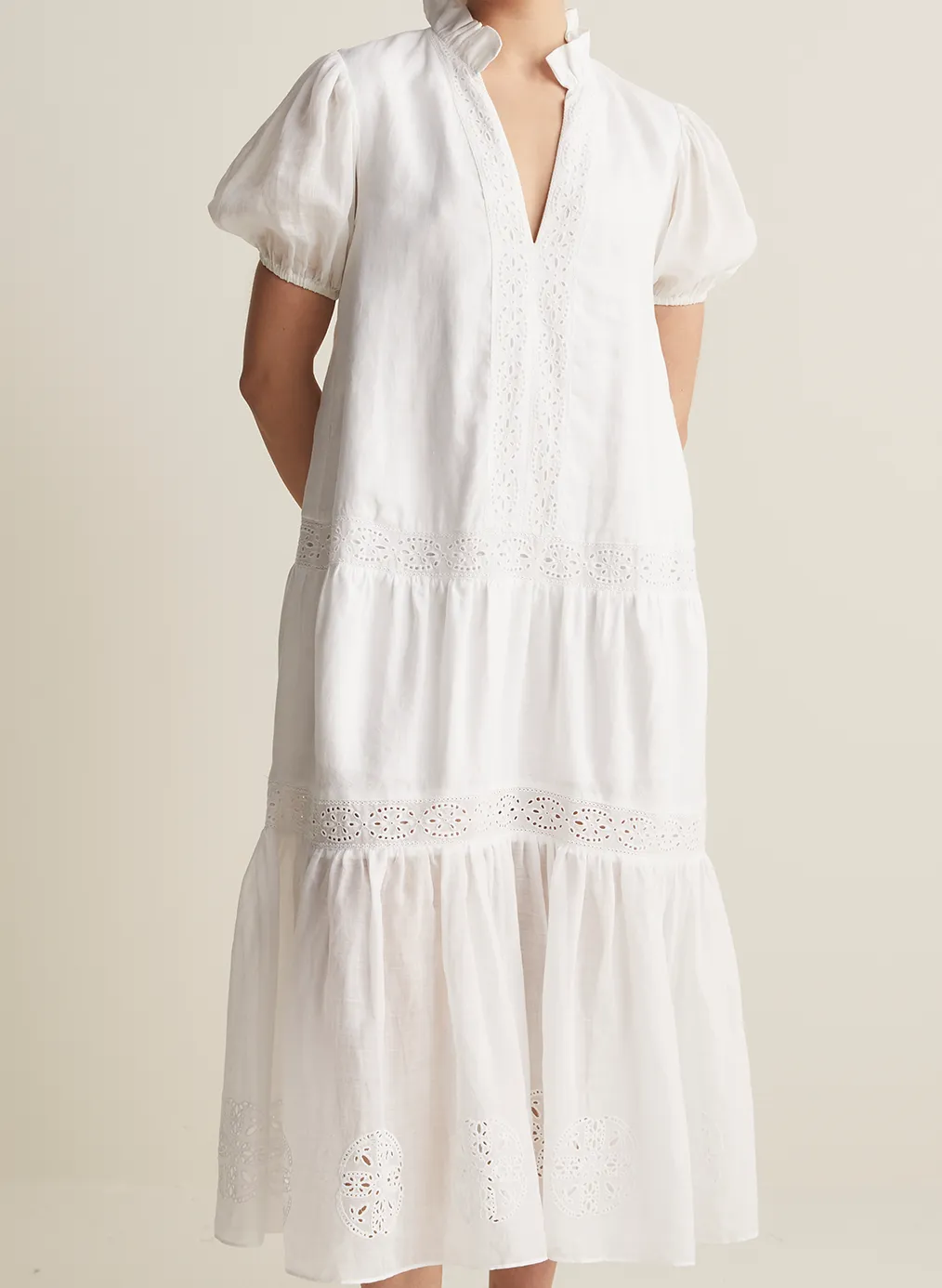 Cecile Linen Midi Dress | Optical White