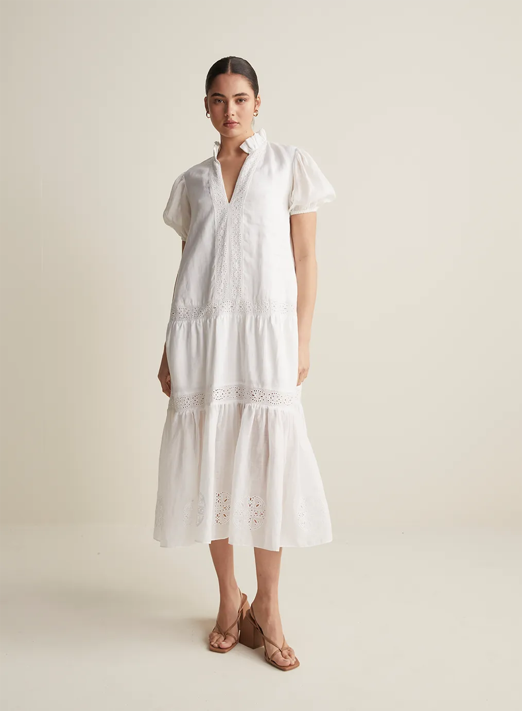 Cecile Linen Midi Dress | Optical White