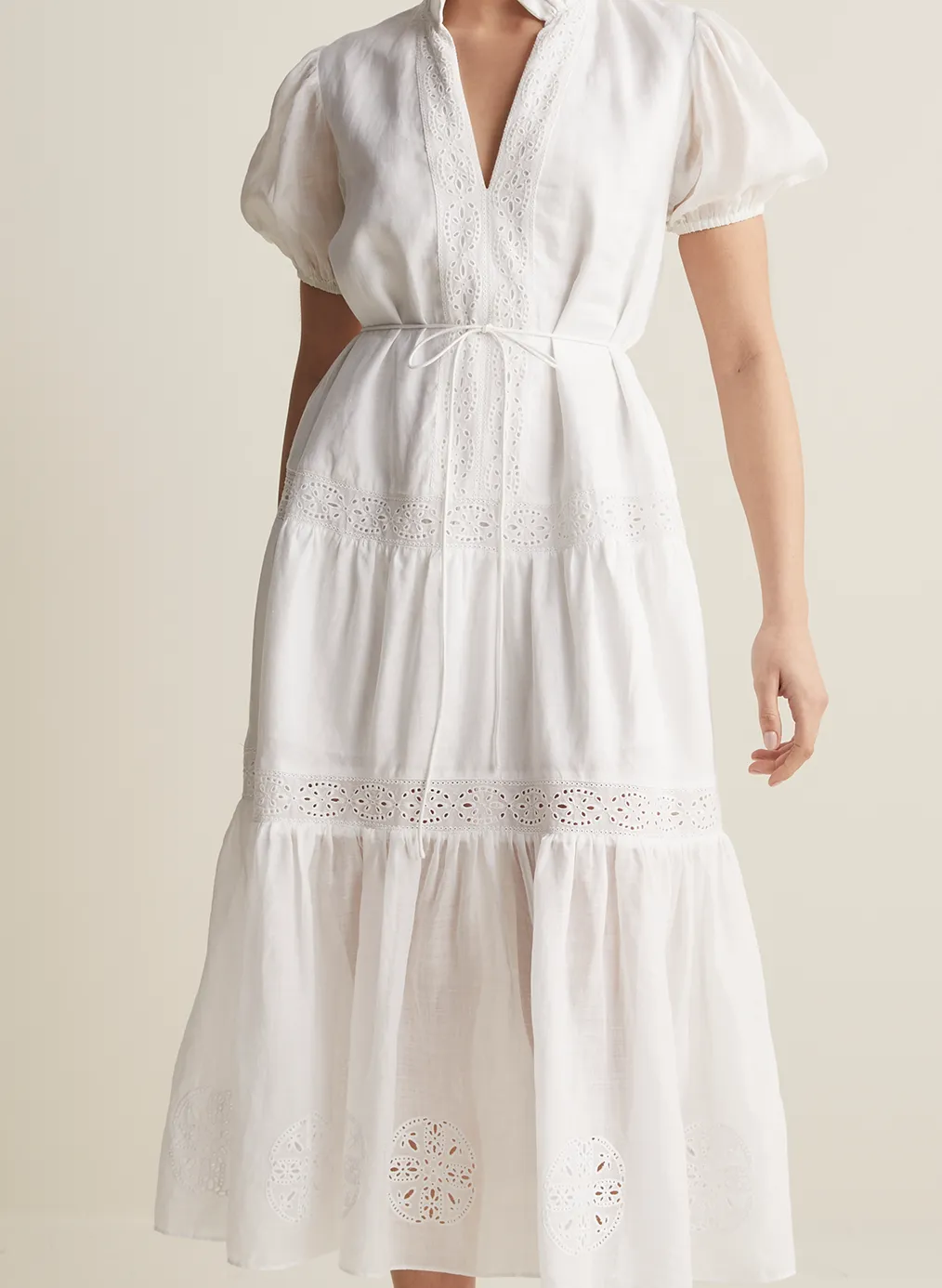 Cecile Linen Midi Dress | Optical White