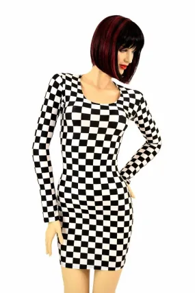 Checkered Long Sleeve Dress