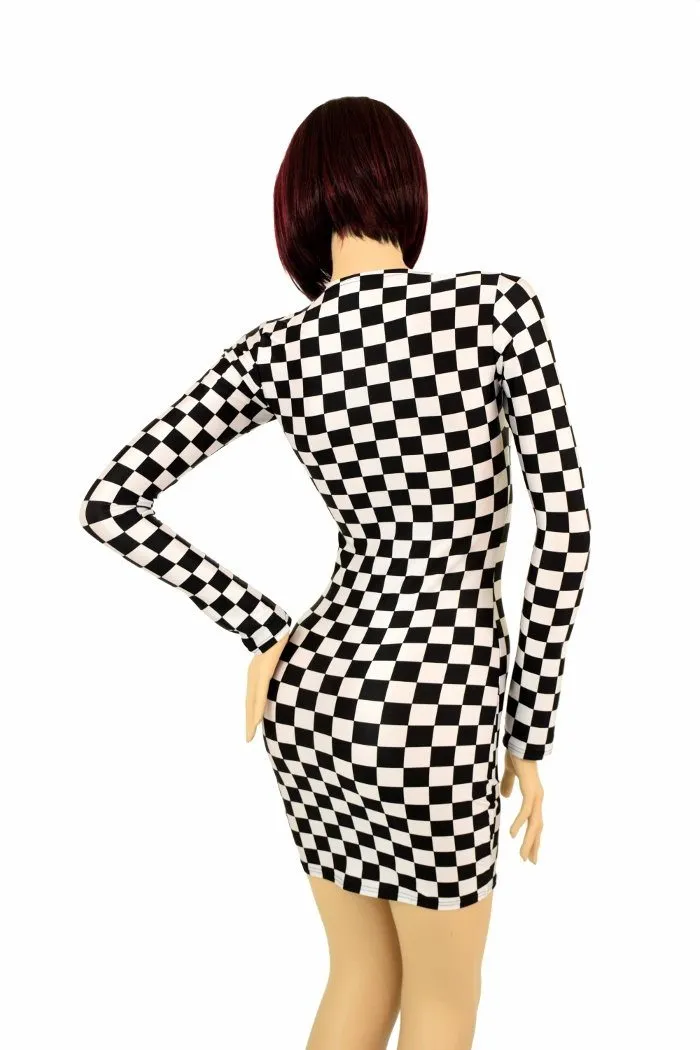 Checkered Long Sleeve Dress