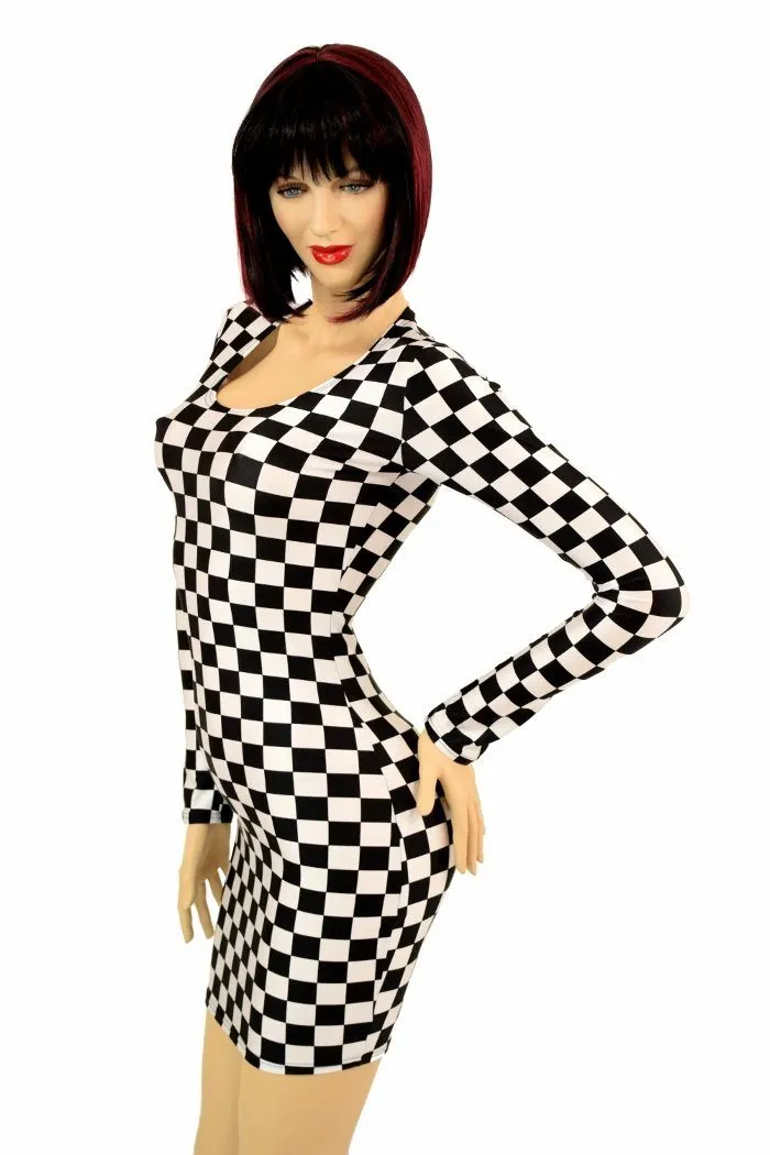 Checkered Long Sleeve Dress