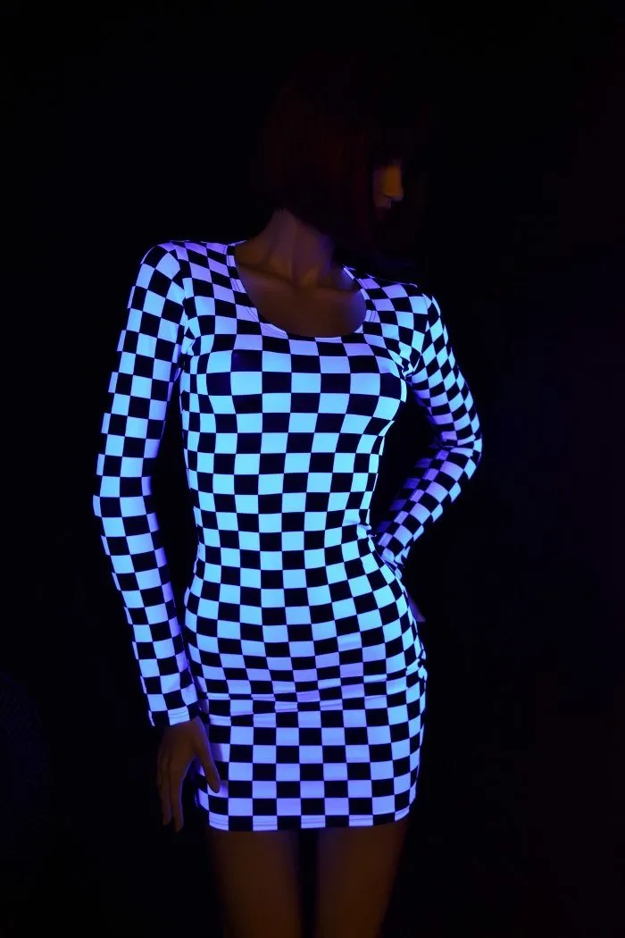 Checkered Long Sleeve Dress