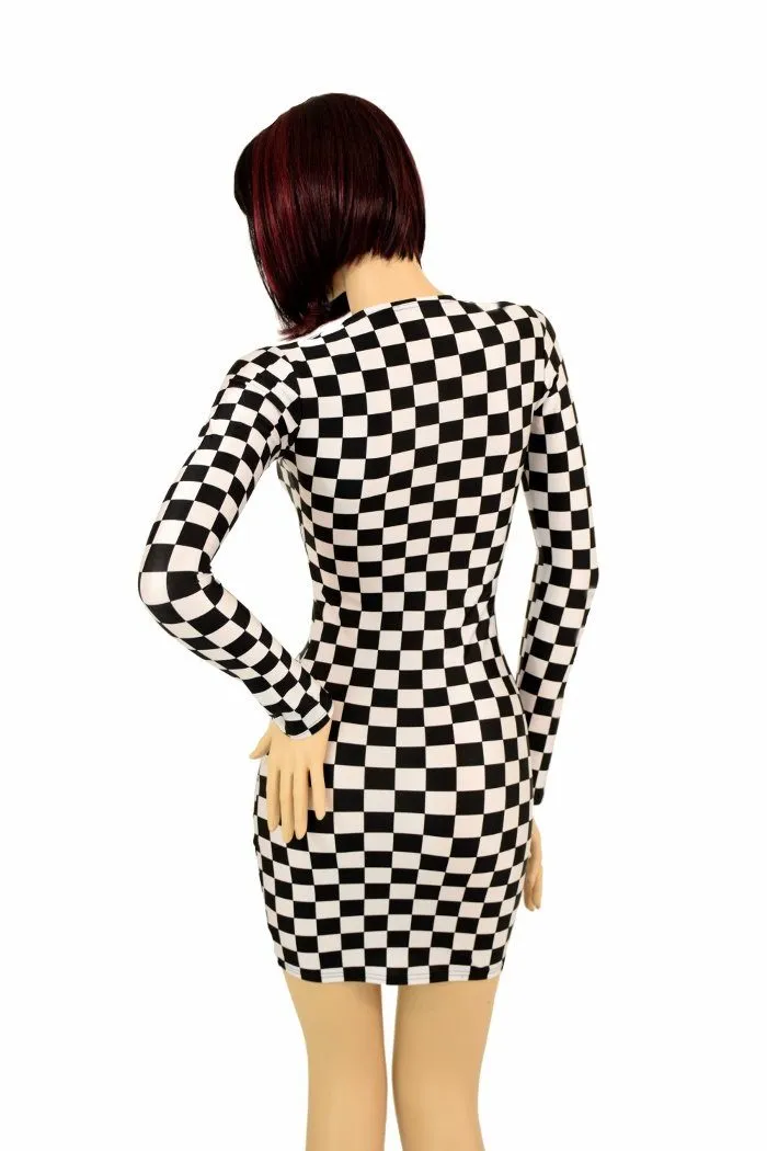 Checkered Long Sleeve Dress