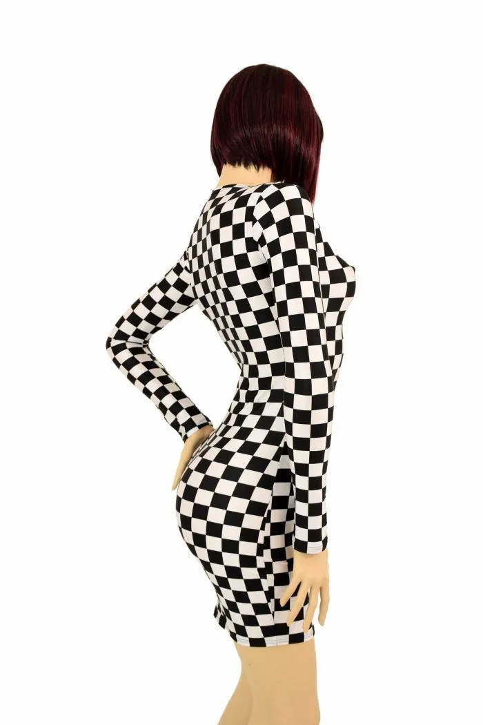 Checkered Long Sleeve Dress