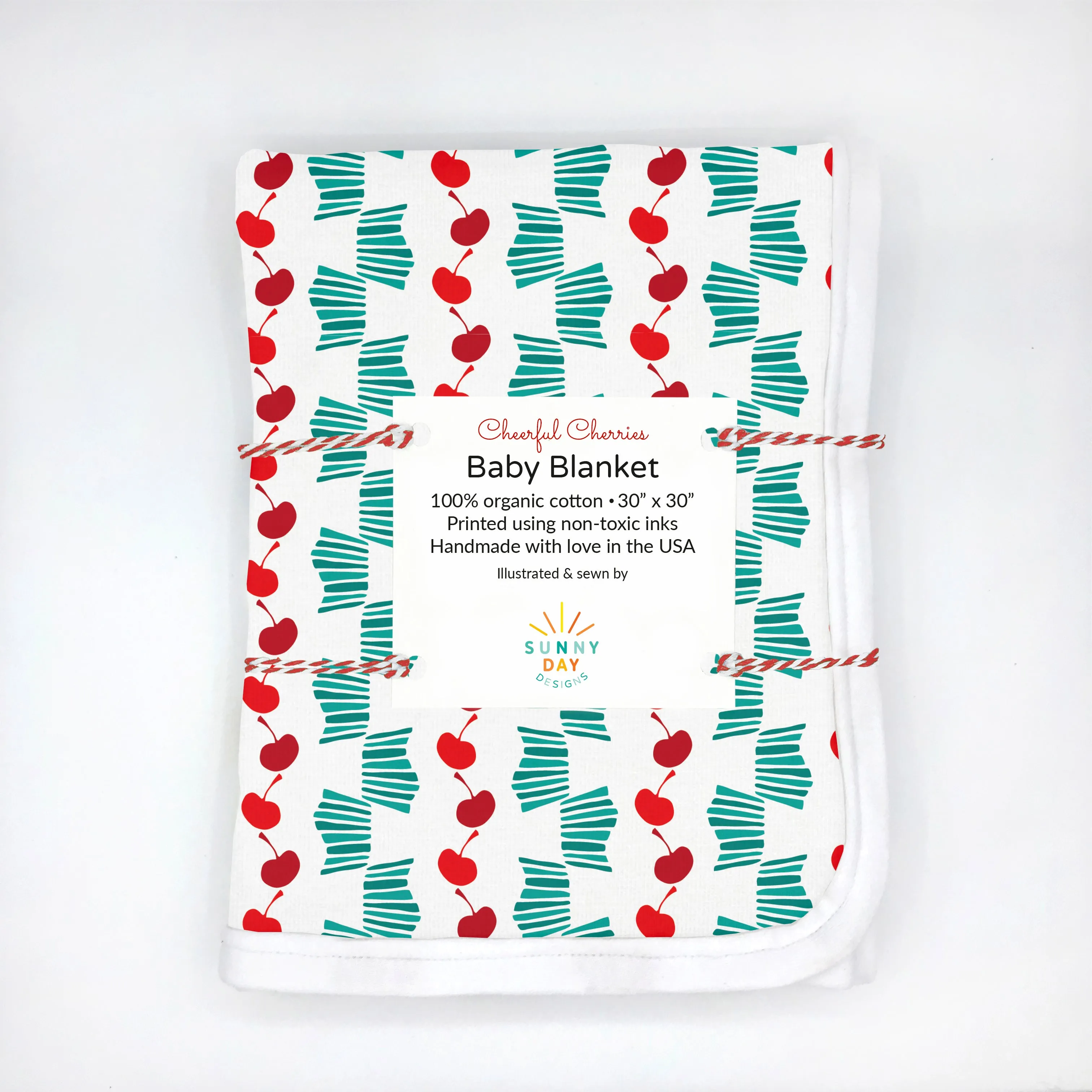 Cheerful Cherries Baby Receiving Blanket - Organic Cotton