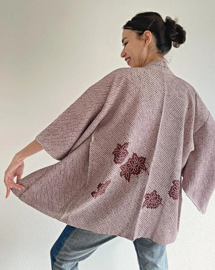 Cherry Blossom Shibori Haori Kimono Jacket