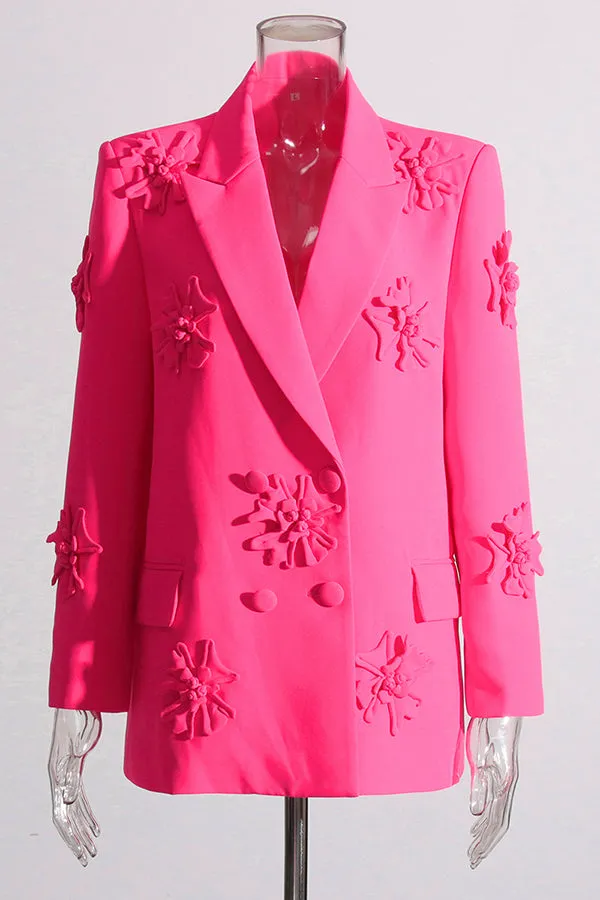 Chic 3D Floral Lapel Collar Blazer