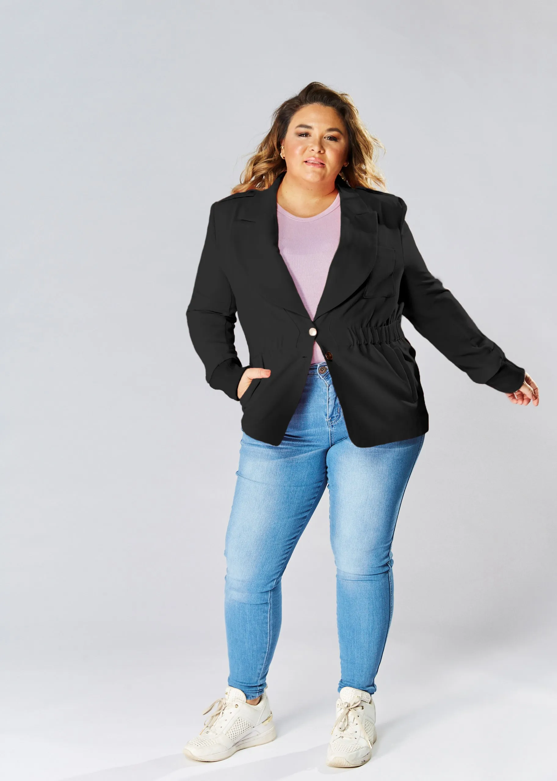 Chic Utility Blazer - Black