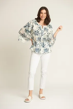 Cotton Floral Kimono Blouse