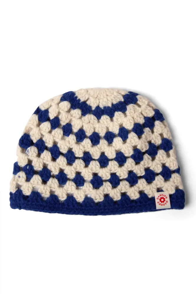 Damson Madder Crochet Stripe Blue Hat