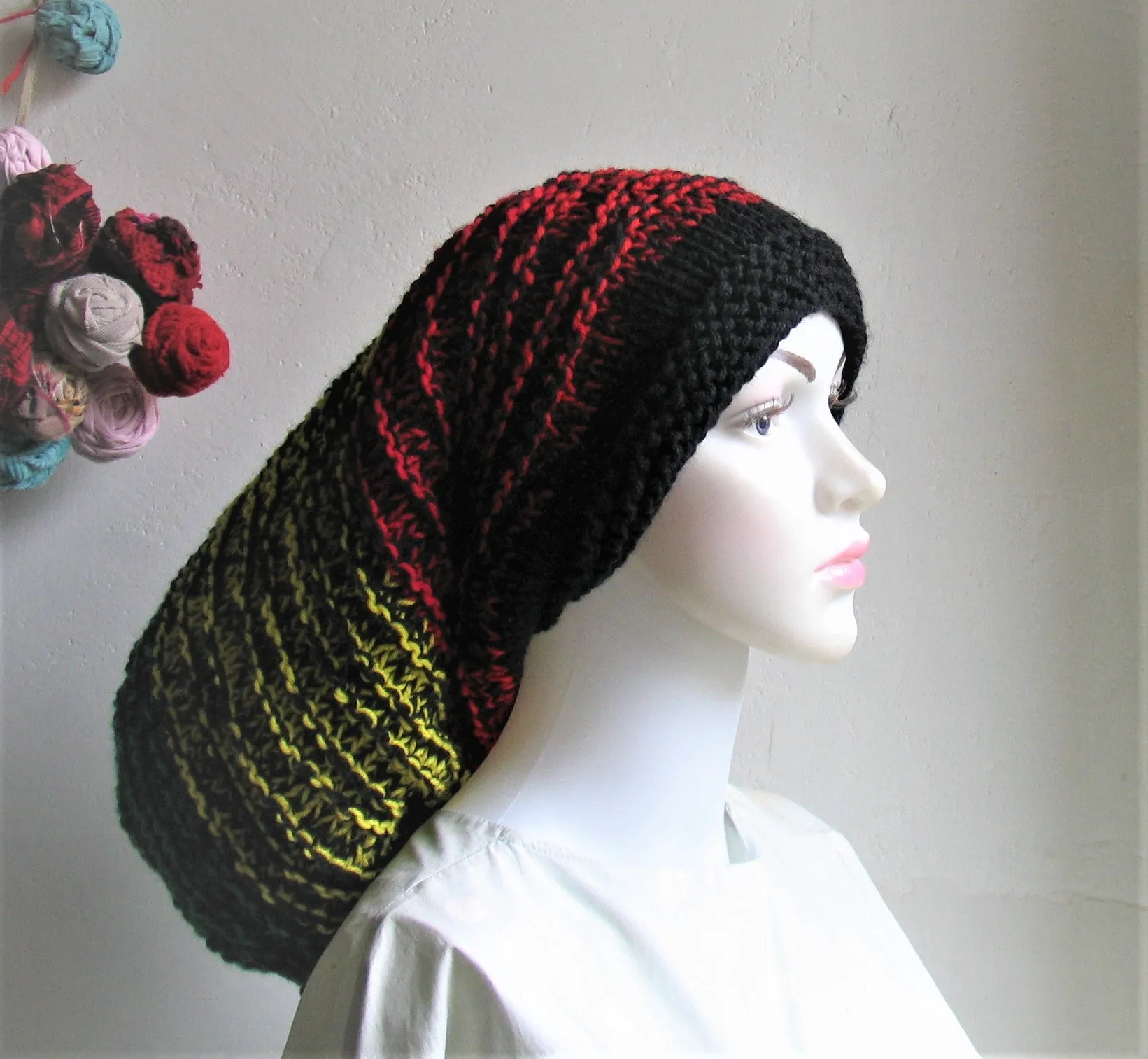 Dreads Long Tube Hat Beanie Dreadlock Sock Oversized Slouchy Unisex Winter Slouchy Hat Knit Rasta Tam Hippie Boho Headband Dreadstyles  Buggy Hat Dreads reggae Bob Marley Hat