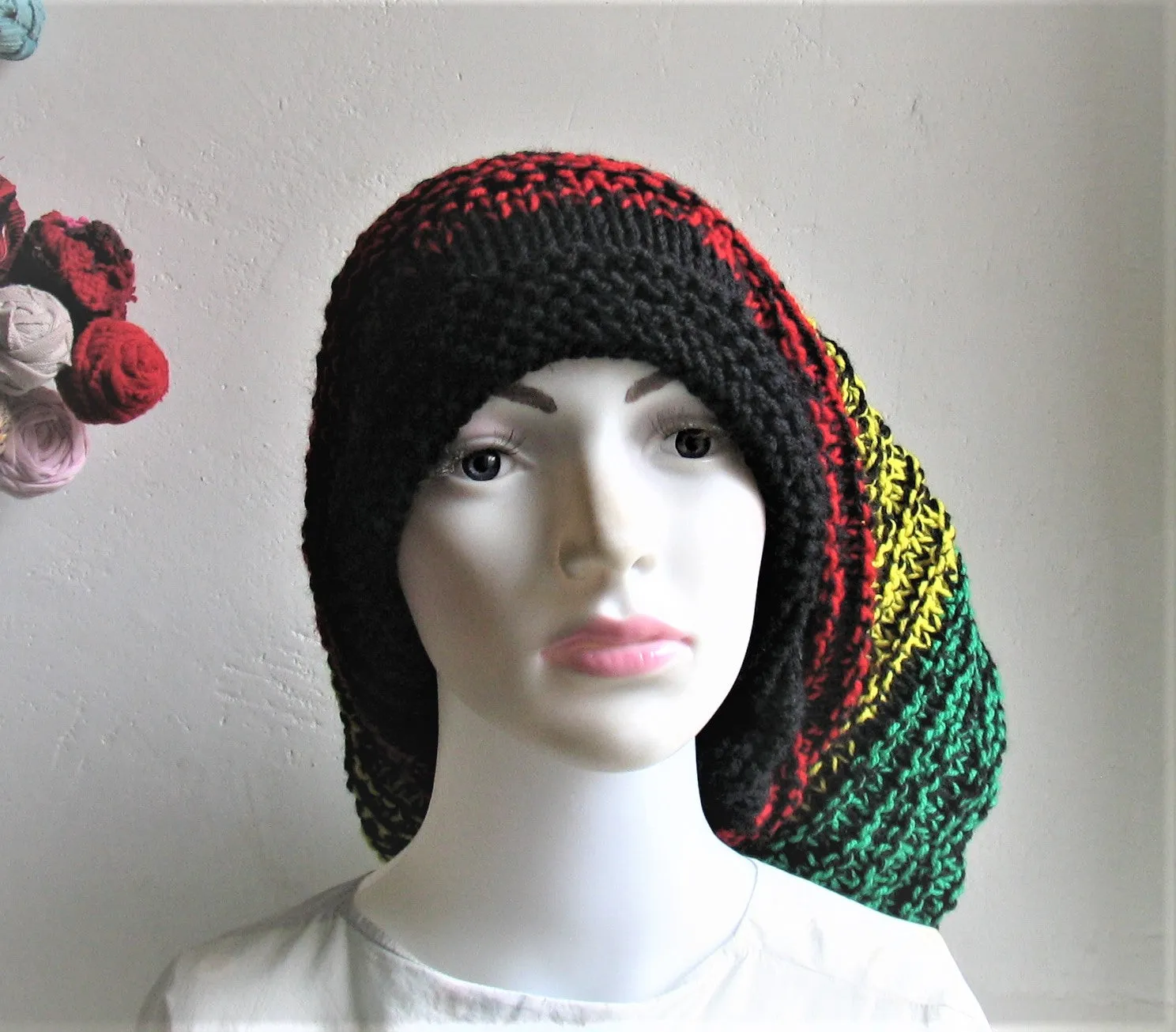 Dreads Long Tube Hat Beanie Dreadlock Sock Oversized Slouchy Unisex Winter Slouchy Hat Knit Rasta Tam Hippie Boho Headband Dreadstyles  Buggy Hat Dreads reggae Bob Marley Hat