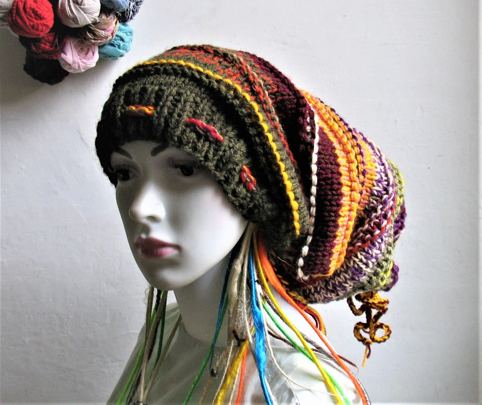 Dreads Long Tube Hat Beanie Dreadlock Sock Oversized Slouchy Unisex Winter Slouchy Hat Knit Rasta Tam Hippie Boho Headband Dreadstyles  Buggy Hat Dreads Woodland Hat