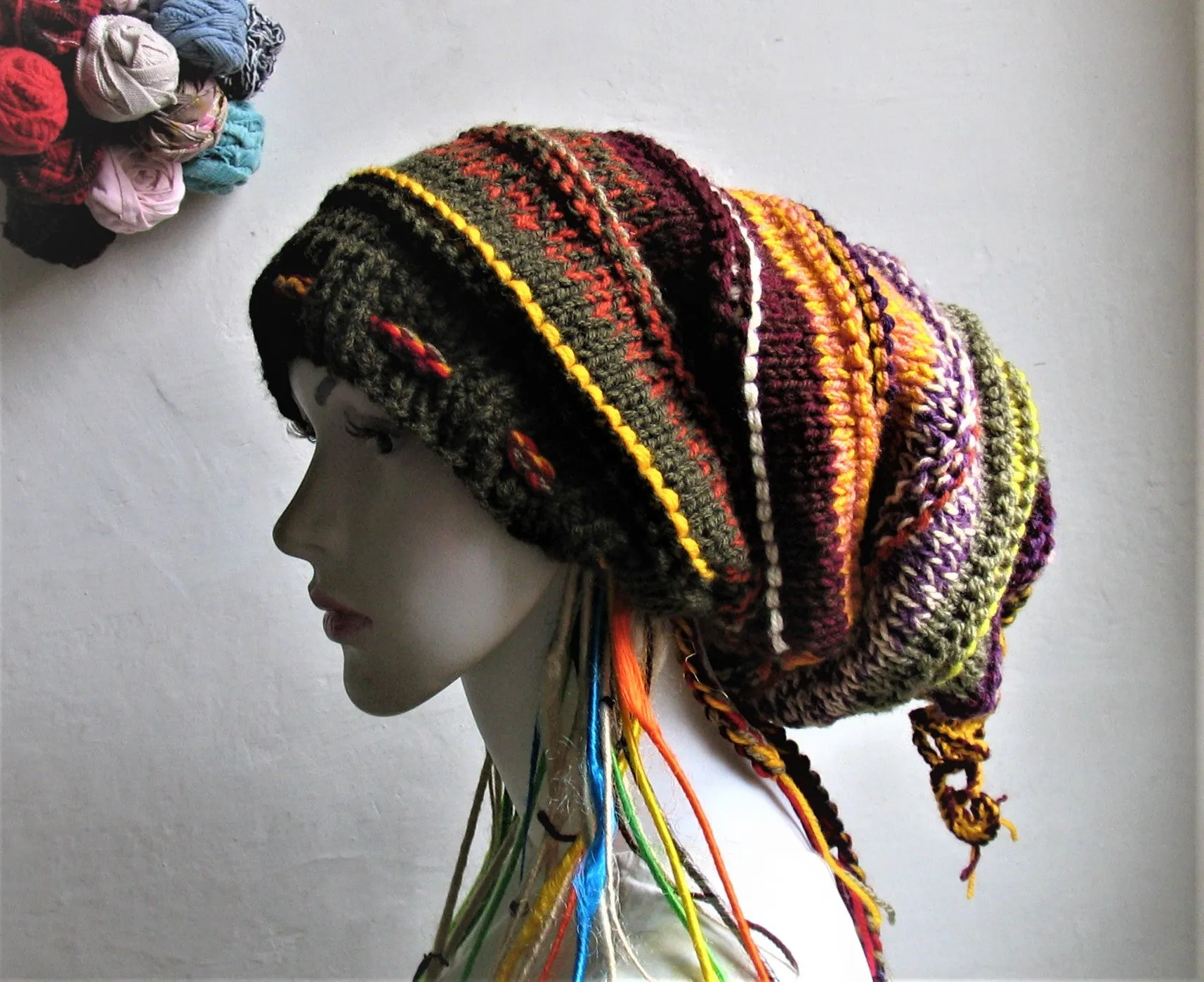 Dreads Long Tube Hat Beanie Dreadlock Sock Oversized Slouchy Unisex Winter Slouchy Hat Knit Rasta Tam Hippie Boho Headband Dreadstyles  Buggy Hat Dreads Woodland Hat