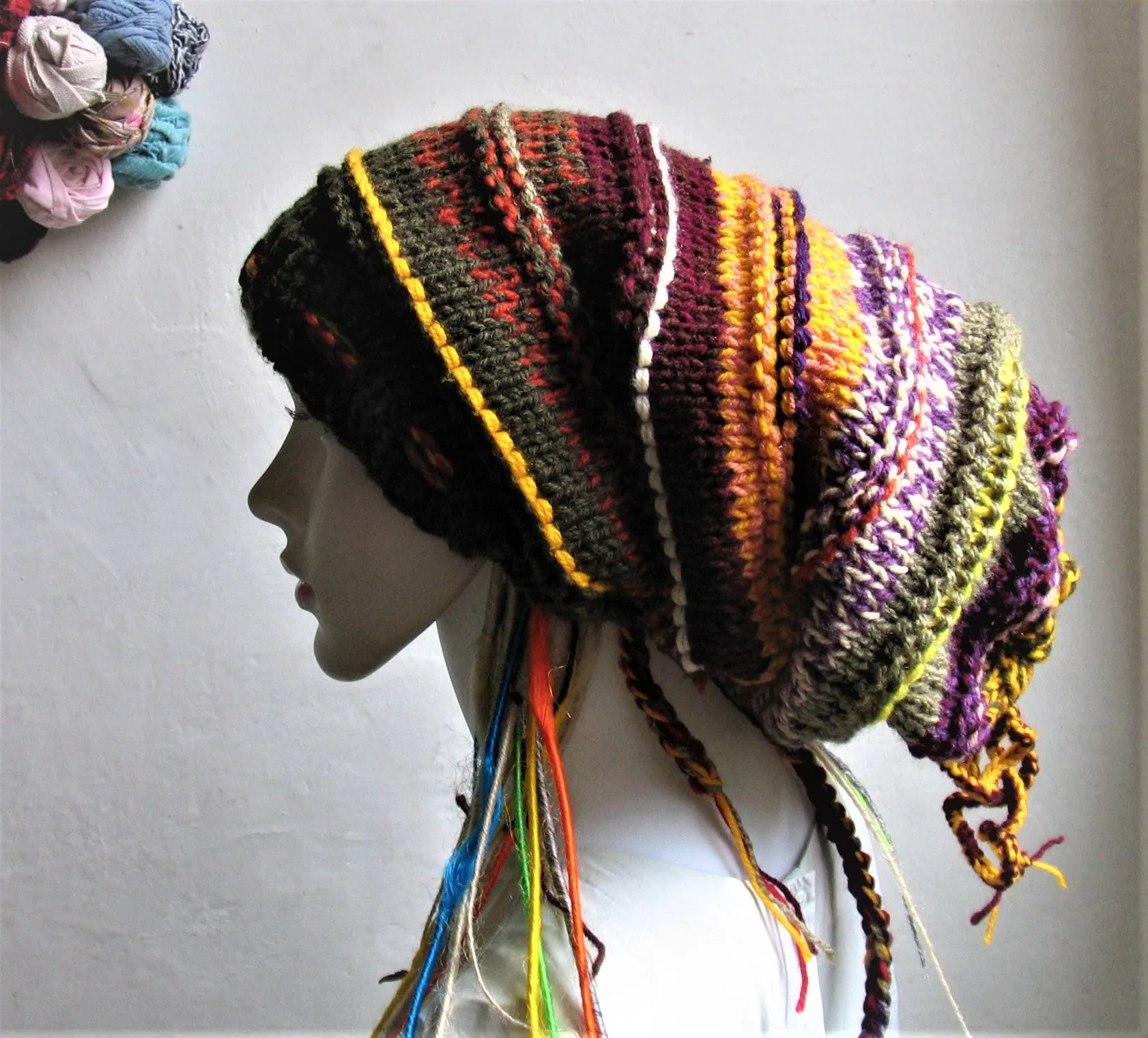 Dreads Long Tube Hat Beanie Dreadlock Sock Oversized Slouchy Unisex Winter Slouchy Hat Knit Rasta Tam Hippie Boho Headband Dreadstyles  Buggy Hat Dreads Woodland Hat