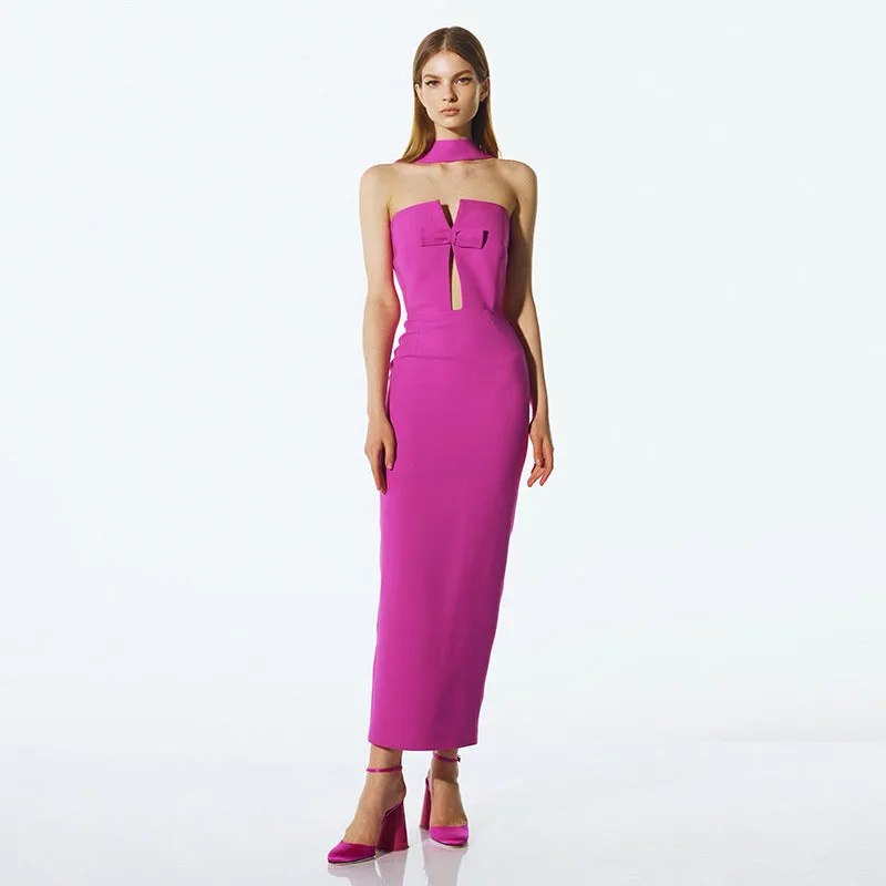 Electric Magenta Cut-Out Midi Dress