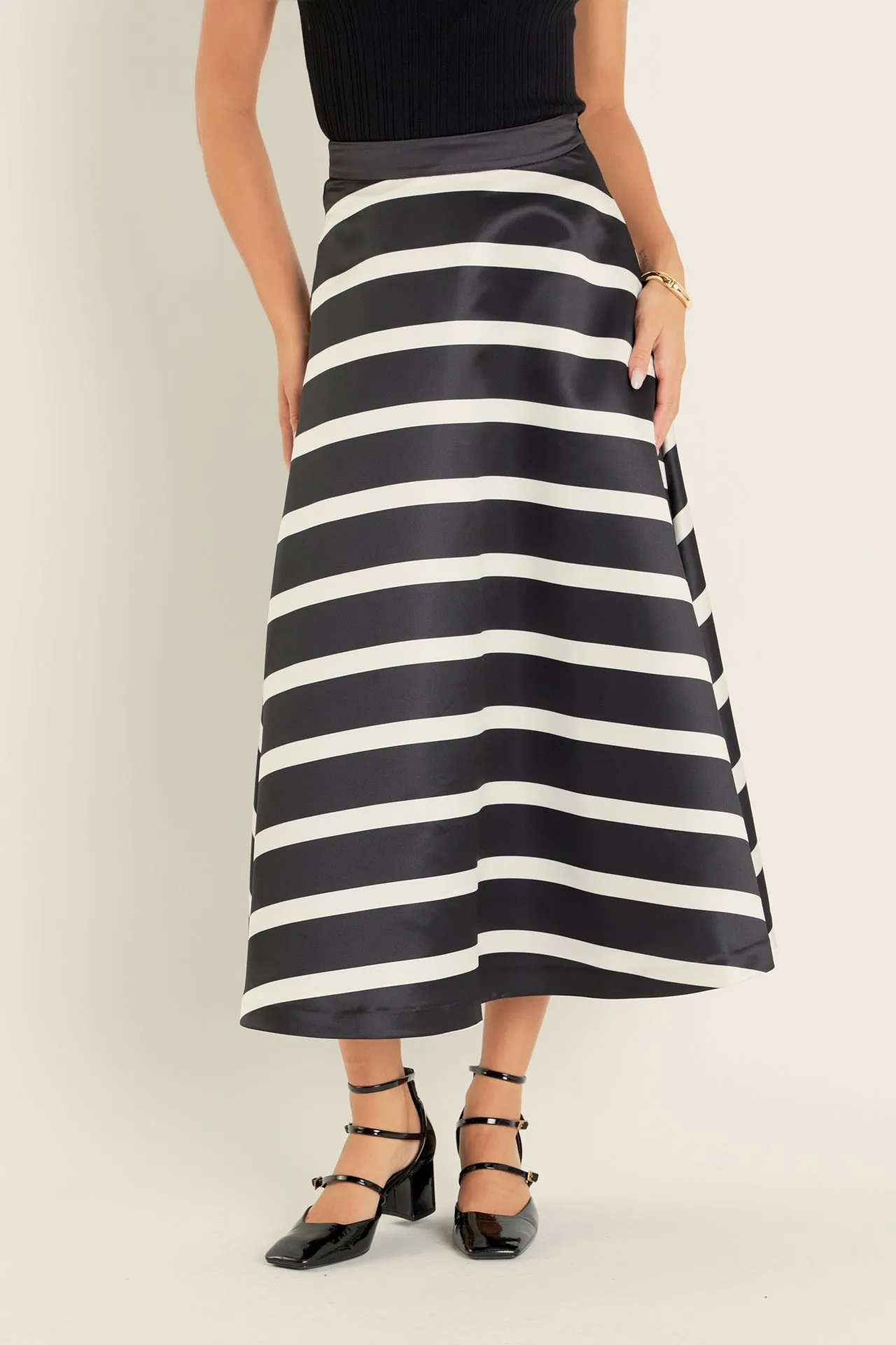 English Factory - Stripe Full Midi Skirt