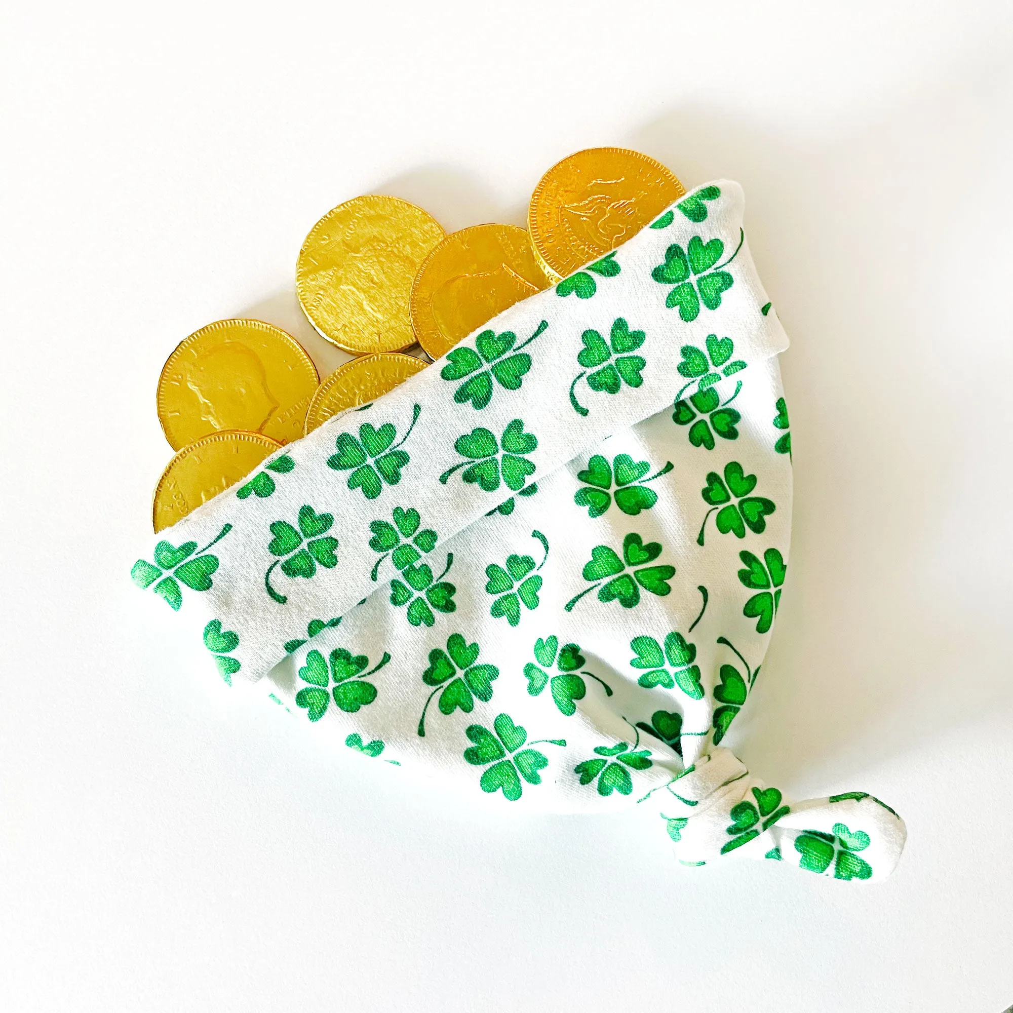 Feeling Lucky Four-Leaf Clover Baby Hat (0-3M) - Organic Cotton