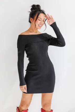 FINAL SALE - Touchdown Season Off-The-Shoulder Mini Sweater Dress