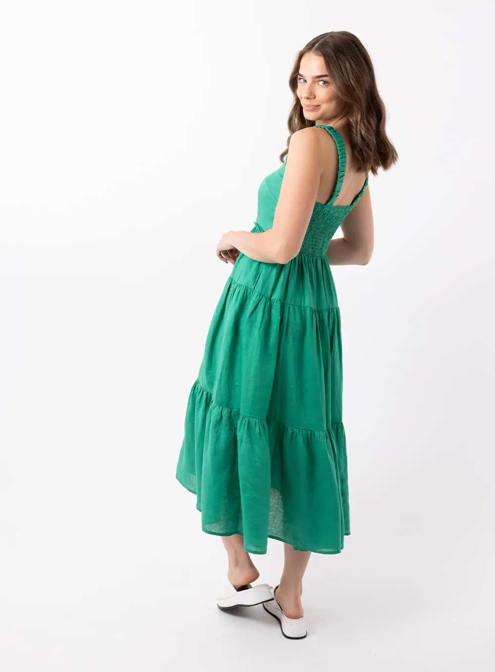 Finlay Linen Dress-GREEN