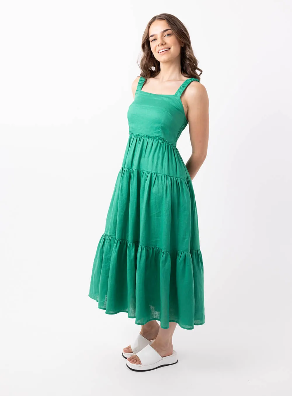 Finlay Linen Dress-GREEN