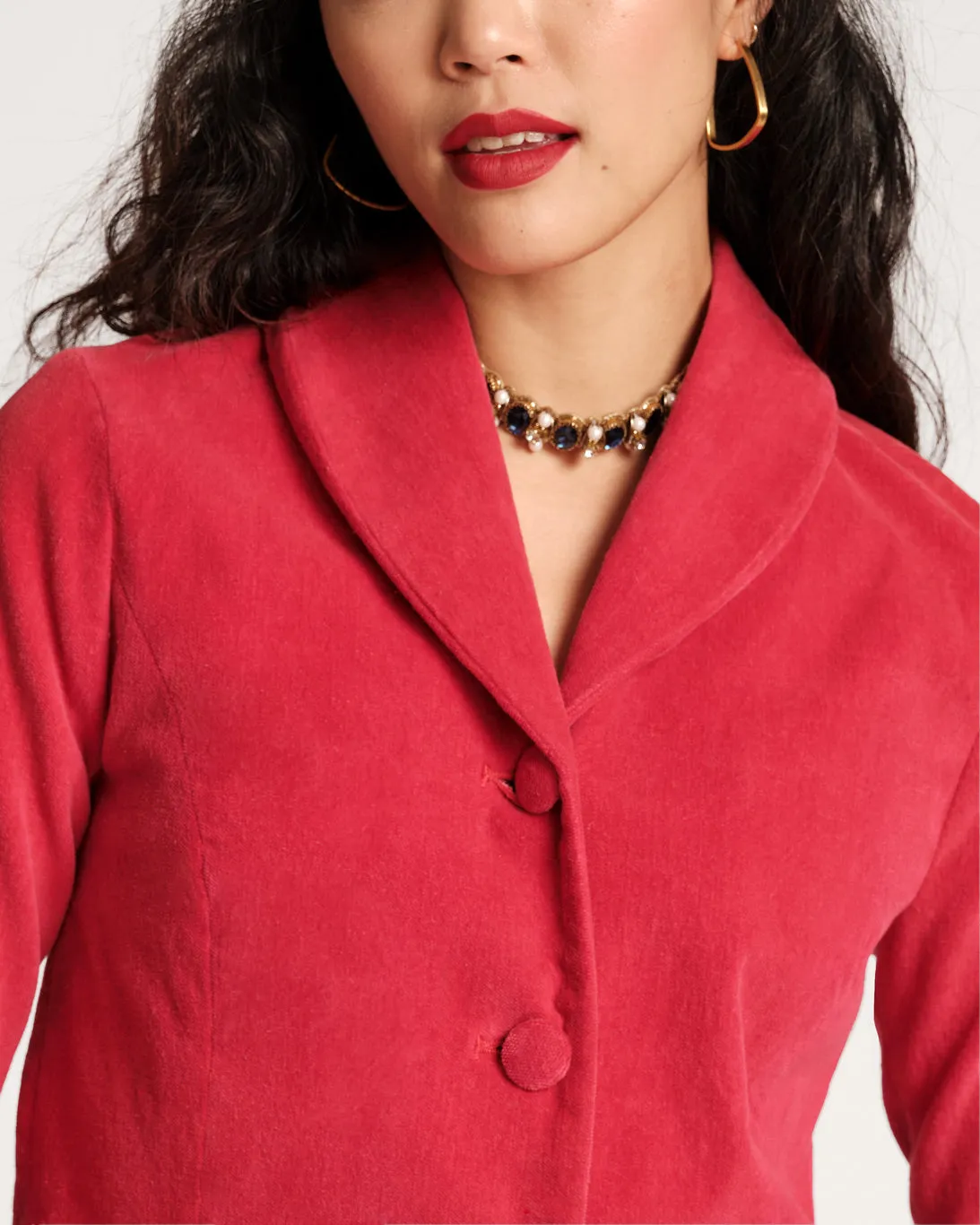 Finley Stretch Velvet Blazer Cranberry