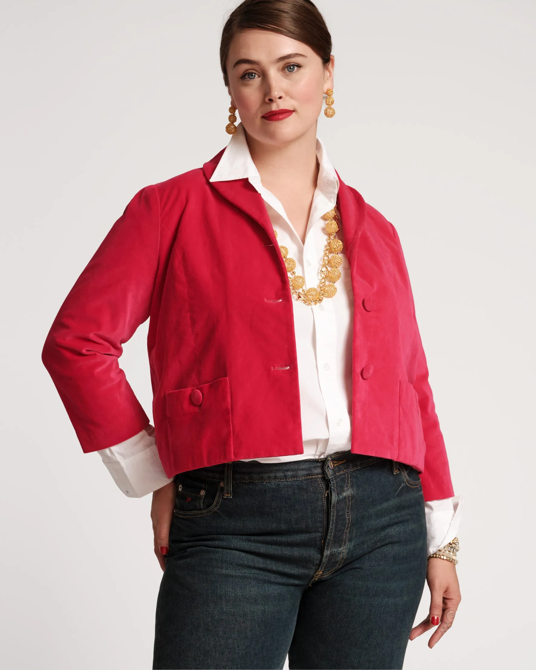 Finley Stretch Velvet Blazer Cranberry