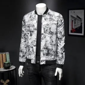 Floral Print Bomber Jacket Jaqueta Masculina Slim Fit