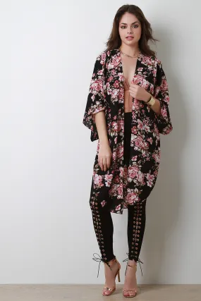 Floral Side Vent Longline Kimono