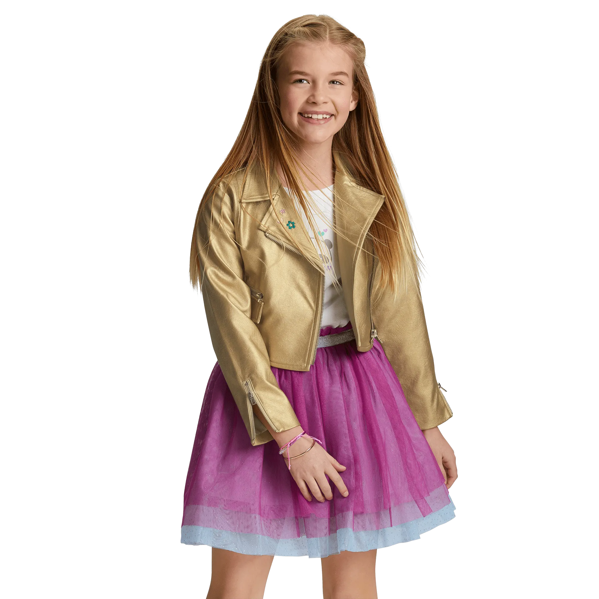 Gold Moto Jacket for Girls