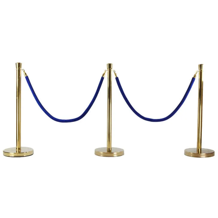 Gold Queue Stand - Blue Velvet Rope