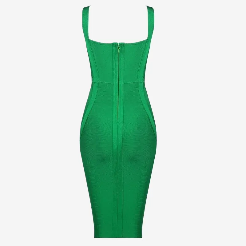 Green Bodycon Dress Midi Length