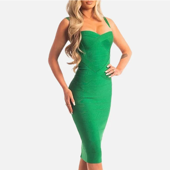 Green Bodycon Dress Midi Length