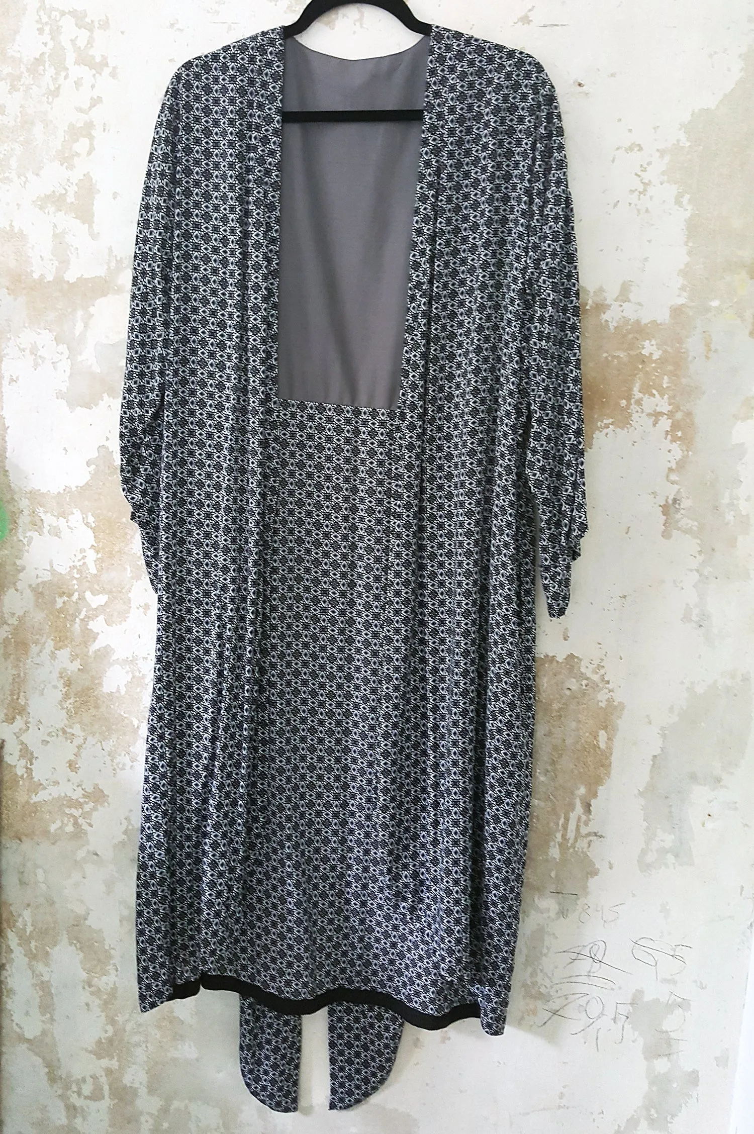 Grey Patterned Transformer Kimono - from dress to a kimono jacket