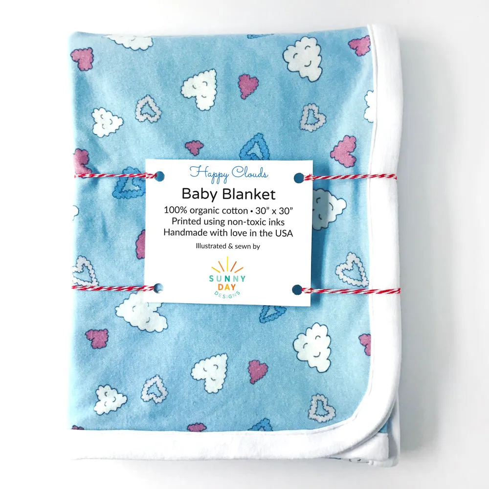 Happy Clouds Baby Receiving Blanket - Organic Cotton | *25% Off!*