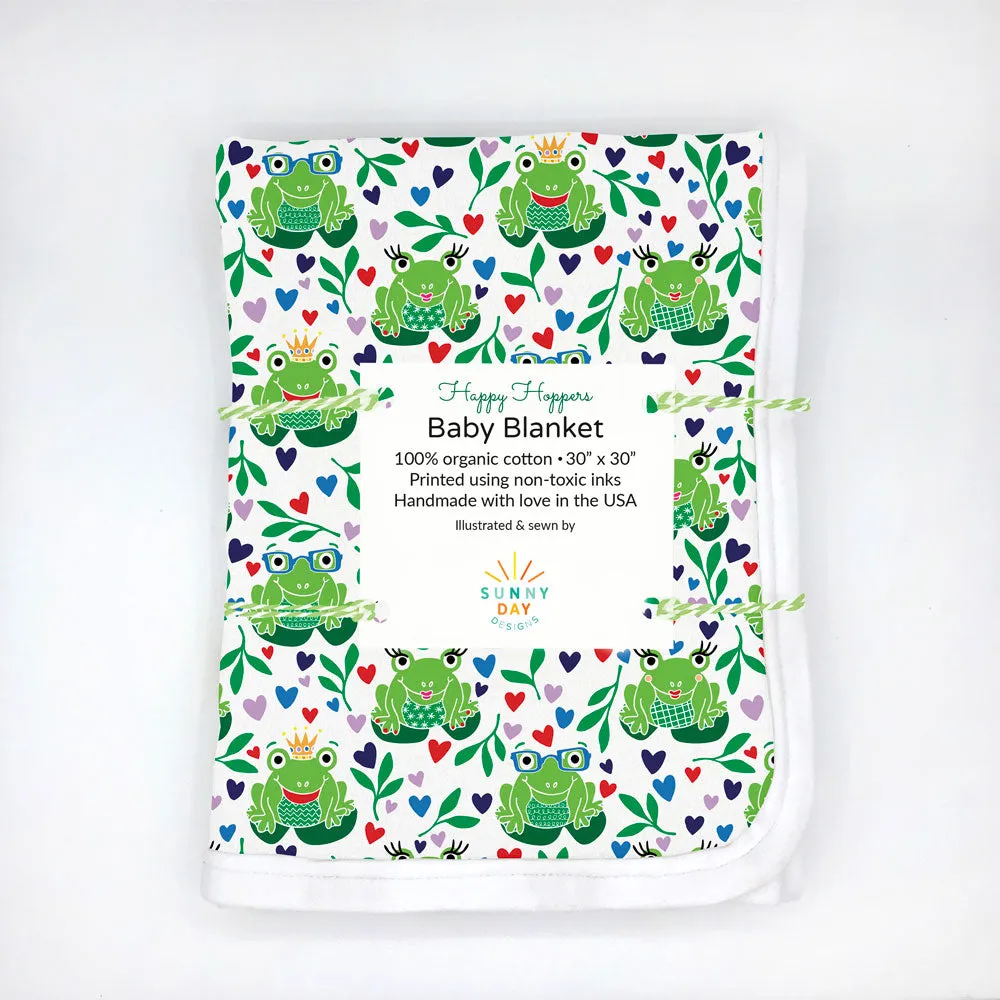 Happy Hoppers Baby Receiving Blanket - Organic Cotton