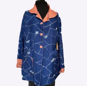 Judith Bird Silk Jacket, Blue/Peach S