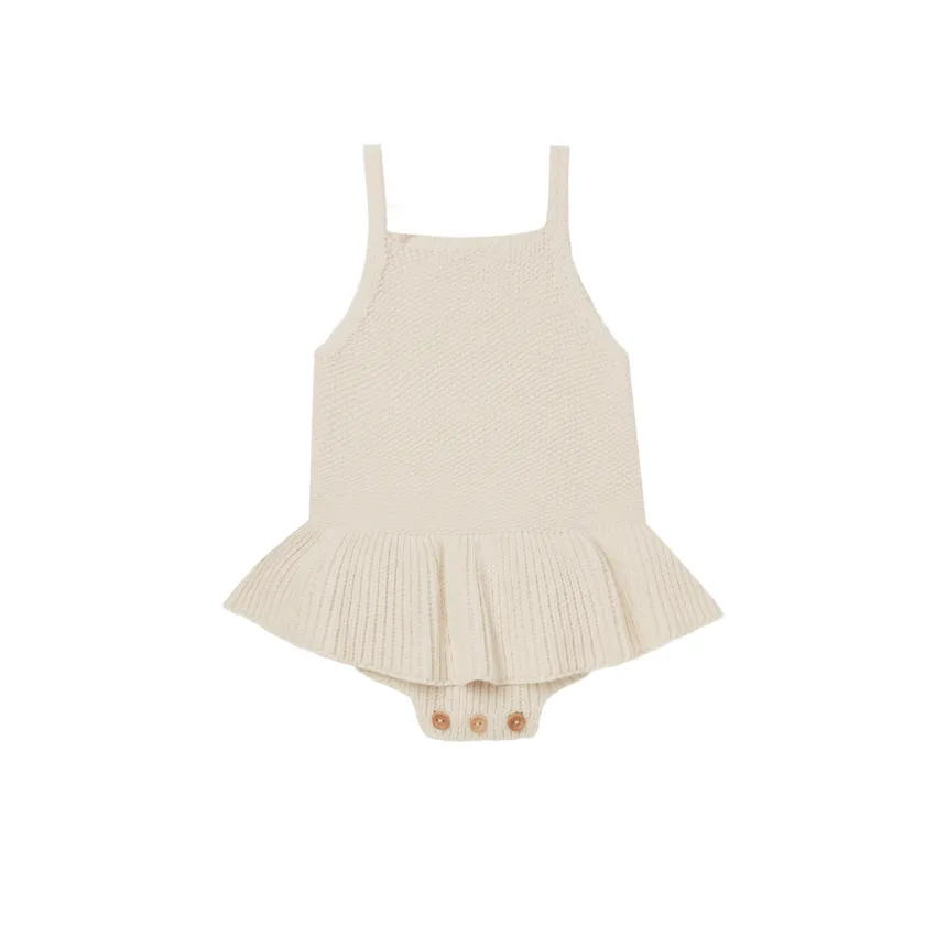 Knit Ruffle Romper - Natural