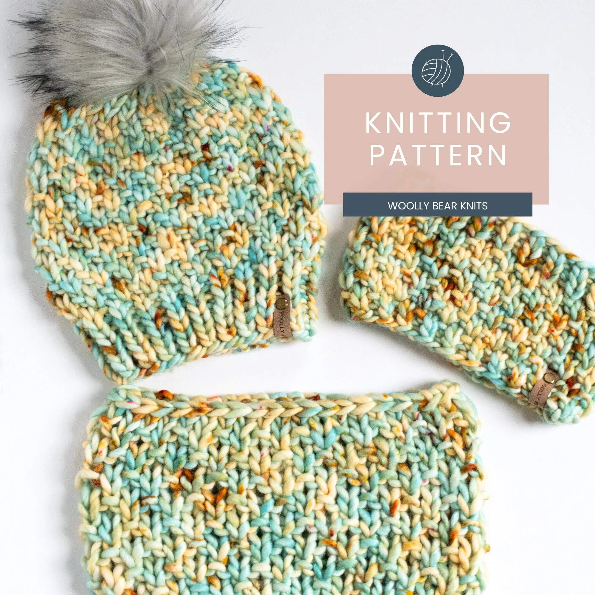 KNITTING PATTERN: Sandbar Pattern Set; Hat, Cowl, and Headband Patterns