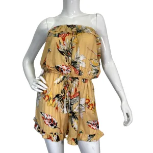 Lani Lau Hawaii Bird Ruffle Gold Romper