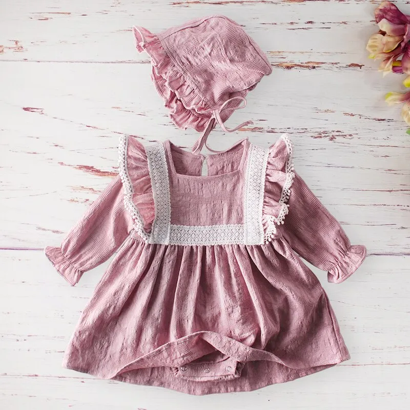 Layla vintage cotton dress and bonnet