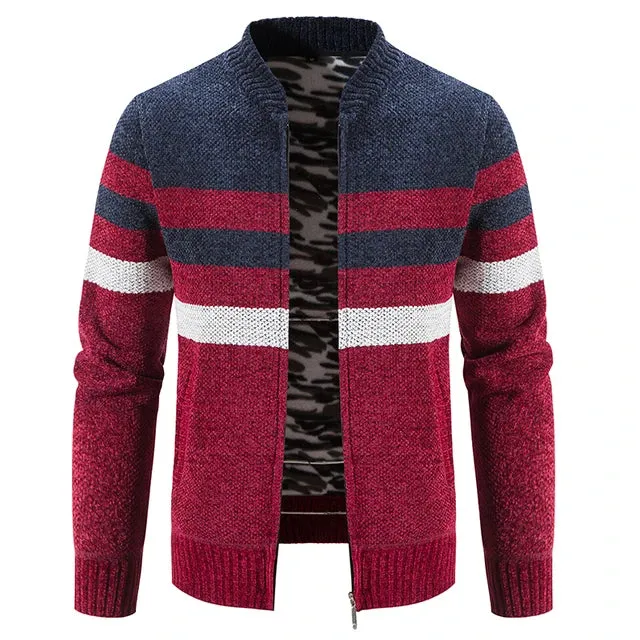 Lines Knitted Zipper Cardigan