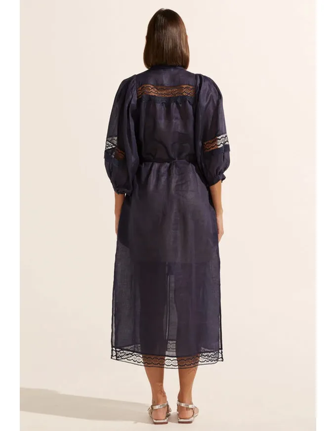 Locate Dress Indigo Ramie