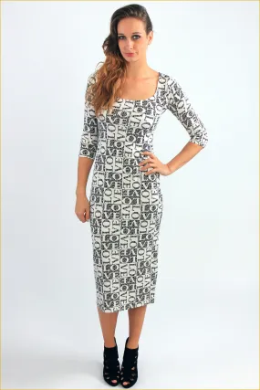 Love Print Midi Dress