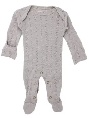 L'ovedbaby Pointelle Lap Shoulder Footie - Light Gray