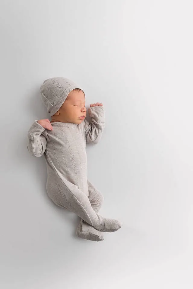 L'ovedbaby Pointelle Lap Shoulder Footie - Light Gray